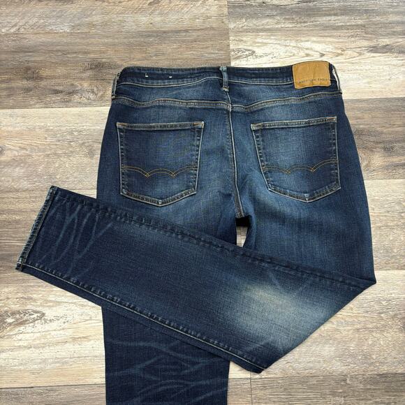 American‎ Eagle Dark Wash Faded Blue Mens 36x33 Original Tapered Denim Jeans EUC - Picture 3 of 13